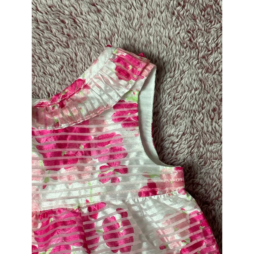 Baby Gymboree White Pink Floral Sleeveless Bodysuit 3-6 Months